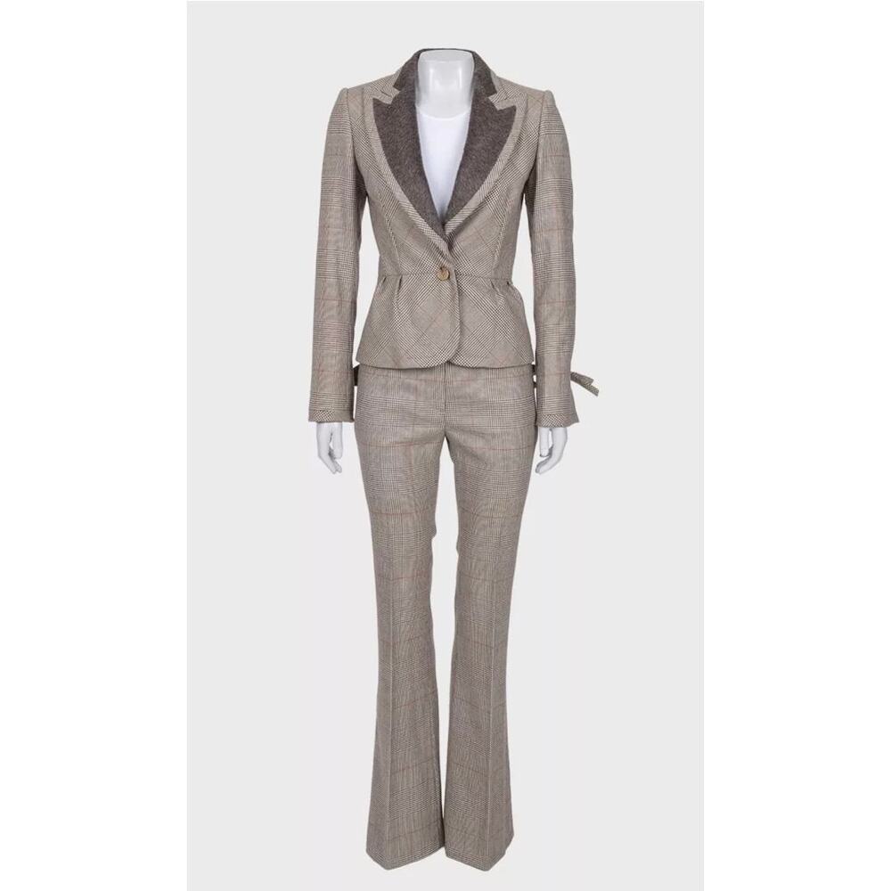 Gianfranco Ferre Chic Beige Wool Checked Suit - IT38/XS